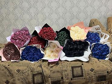 Товары для праздников: Атласные розы 🌹 Бишкек|Кант| Новопокровка. Розы из атласных лент долго — 7