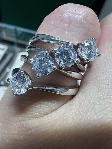 Серебряные украшения: Кольцо, Помолвочное, Проба 925, Женские, Фианит, Новый — 2