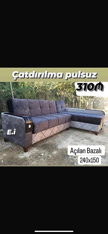 Ev üçün mebel: - Künc divan – açılan və bazalı model - Ölçü: 240x150 sm - Rəng — 1