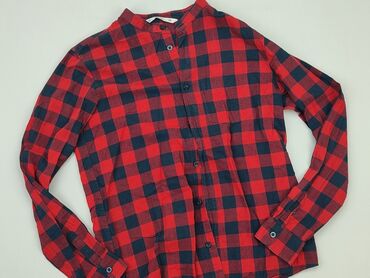 bluzki chłopięce z długim rękawem 110: Koszula 14 lat, stan - Bardzo dobry, wzór - Kratka, kolor - Czerwony