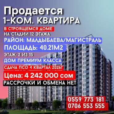 цены на недвижимость в бишкеке 2023: 1 бөлмө, 40 кв. м, Элитка, 2 кабат