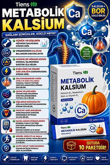 Tiens Metabolik Kalsium – qida əlavəsi Tərkib və forma: - Kalsium D3