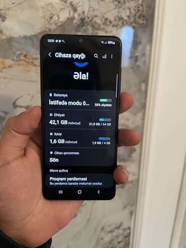 Samsung: Samsung Galaxy A41, 64 GB, rəng - Göy, Barmaq izi — 7