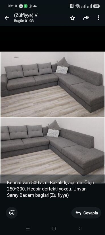 Sifarişlə dolablar: Künc divan