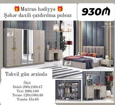 taxt sfaner: İkinəfərlik çarpayı, 2 tumba, Dolab, Termo, Yeni