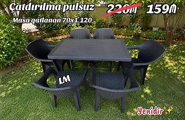 stol demir: Bağ üçün 1 masa + 6 stul dəsti. Xüsusiyyətlər: - Rattan naxışlı, qara — 1