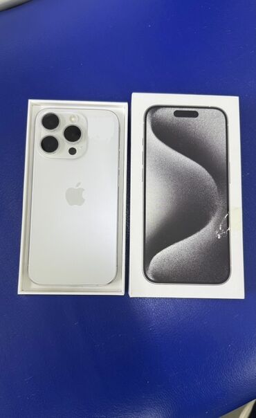 iphone 16 pro max цена бишкек: IPhone 15 Pro, Колдонулган, 256 ГБ, White Titanium, Куту, 88 %