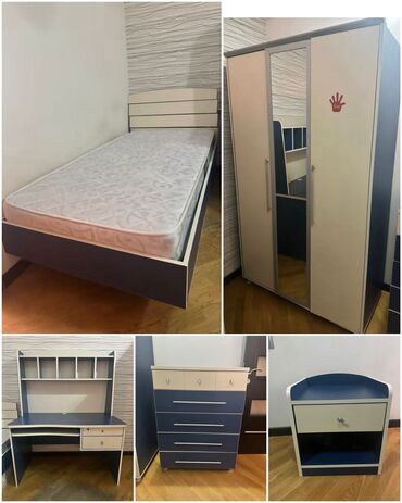 Sifarişlə mebel: Oğlan üçün, İşlənmiş, Təknəfərlik çarpayı, Yazı masası, Dolab, Komod