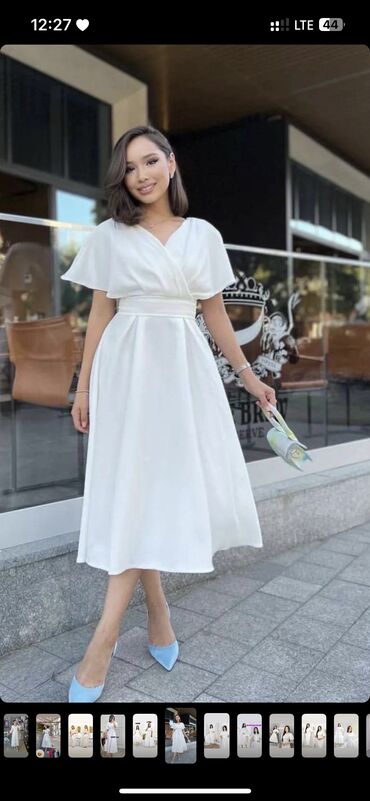 белые платье: Вечернее платье, Средняя модель, Без рукавов, M (EU 38)
