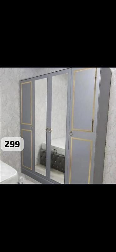 ayaqqabı ucun qarderob: Güzgülü qarderob şkafı - Rəng: bozumtul (grey) ton, qızılı dekor — 1