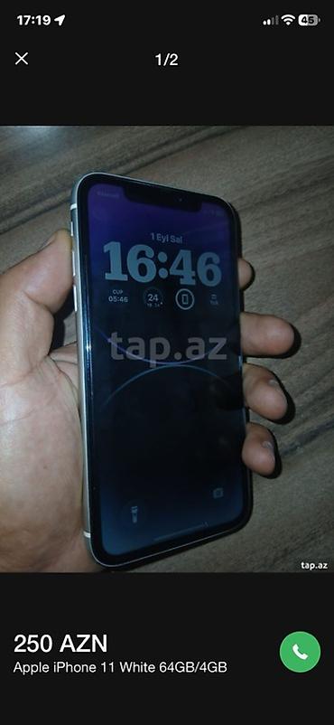 iphone 14 baku electronics: IPhone 11, 64 GB, Ağ, Face ID — 2