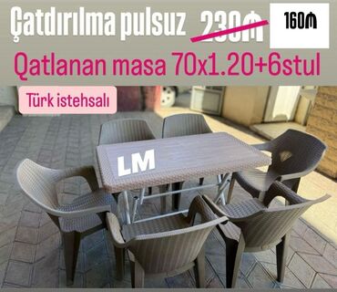 Stullar: Balkon üçün, Yeni, Qatlanan, Kvadrat masa, 6 stul