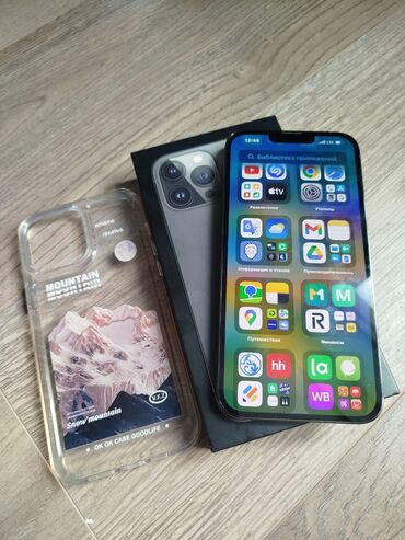 apple iphone 13 pro: IPhone 13 Pro Max, Б/у, 256 ГБ, Защитное стекло, Чехол, Коробка, 86 %