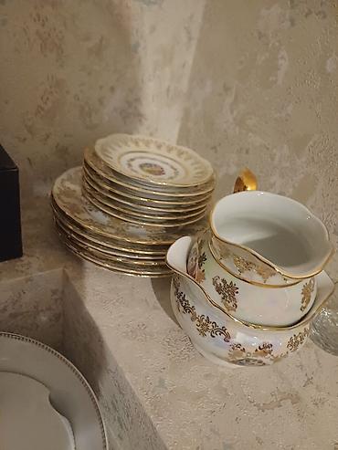 cay dəsti: Çay dəsti, rəng - Qızılı, Farfor, Bohemia, Çexiya — 3
