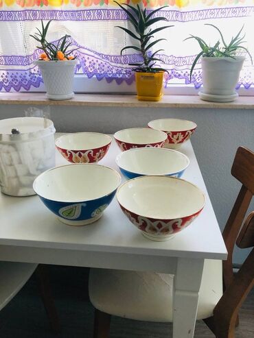 qaşıq desti: Kasalar, 6 ədədli dəst, rəng - Qırmızı, Keramika