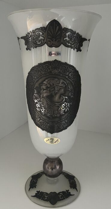 ваза стеклянная прозрачная высокая без узора: Bruno Costenaro Italy Bruno Costenaro Baku Yeni Original Gümüş