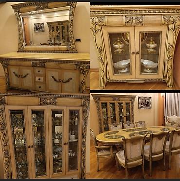 islenmis mebel satisi: 1500₼ Qonaq mebeli dəsti satılır qorka,komod,tv altlığı,stol+8 stul — 1