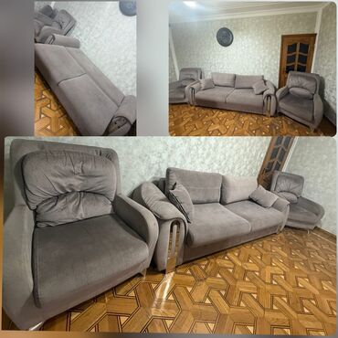 Ev üçün digər mebel: İşlənmiş, Divan, 2 kreslo, Bazalı, Açılan