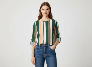 bluzki w paski rękaw 3 4: Bluzka damska, rozmiar M