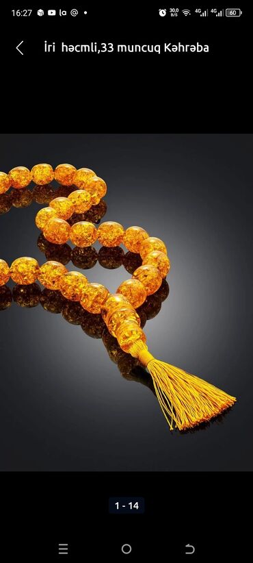 Təsbehlər: Endirim!!! 100% təbii bütöv daş kəhrəba — 7