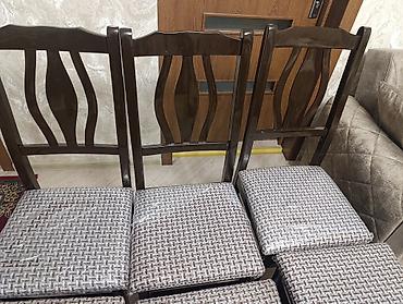 ofis oturacagi: Məhsul: 6 ədəd yemək otağı stulu dəsti - Material: Ağac karkas, tünd — 4
