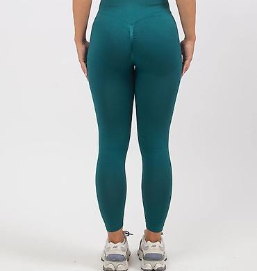 patike sa greskom: Ženske sportske helanke – rebrasti model, visok struk, zelena/teal — 6