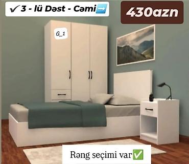 Ev üçün mebel: Yataq otağı üçün 3‑lü dəst Tərkib: - Bir nəfərlik çarpayı başlıqlı — 1