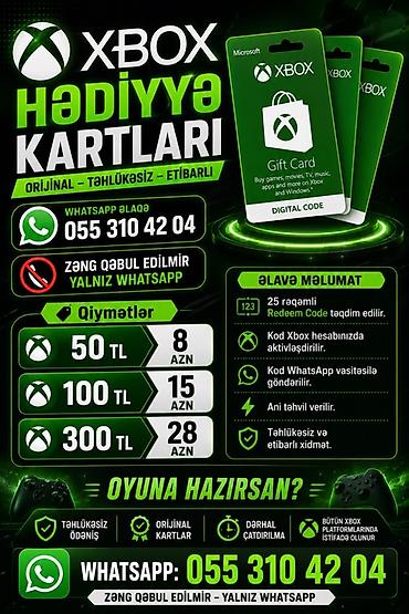 hədiyyə kart: Xbox Hədiyyə Kartları – orijinal, təhlükəsiz və etibarlı - Nominalar — 1