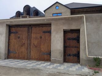 Həyət darvazaları: İşlənmiş Dəmir Həyət darvazası, Yana açılan, 3 m, Mexaniki, Qapı ilə, rəng - Qəhvəyi — 1