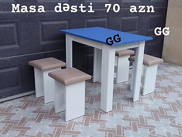 taburetka azerbaycanca: Mətbəx üçün, Yeni, Açılmayan, Dördbucaq masa, 4 stul — 1
