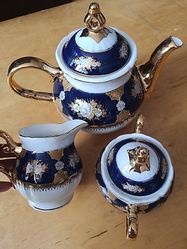 Çay dəsti, rəng - Göy, Farfor