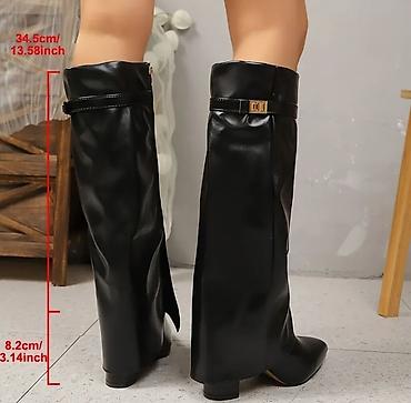 manikur pedikur aparatlari: Qadın dizə yaxın uzunluqda qara çəkmələr - Model: uzun borulu, kəskin — 1