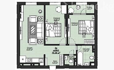 южный магистрал: 2 комнаты, 70 м², Южная Магистраль Элитка, 6 этаж — 1