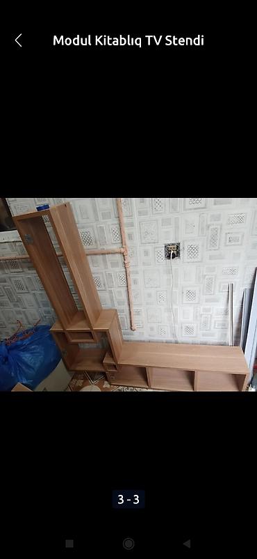 kagiz qebulu: Modul kitablıq və TV stendi - Material: ağac naxışlı laminat/LDSP - — 2