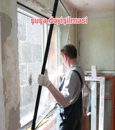Pəncərələr: Pəncərələrdə, qapılarda ikiqat şüşə dəyişdirilməsiçirkli, qırılmış