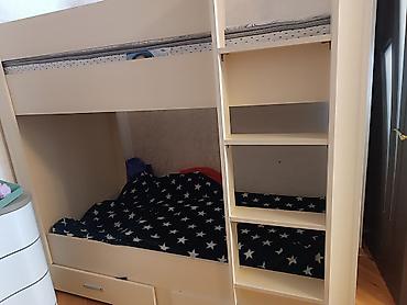 mebel ustu: İki mərtəbəli uşaq/yataq çarpayısı - Material: ağ rəngli laminat/MDF — 2