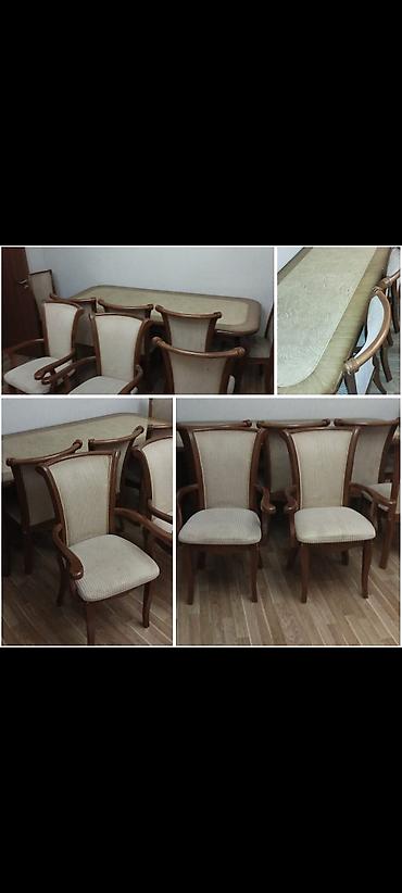 islənmis stolar: Qonaq otağı üçün, İşlənmiş, Dördbucaq masa, 8 stul — 1