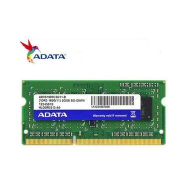 laptop ddr3 ram: Operativ yaddaş (RAM) ADATA, 4 GB, 1600 Mhz, DDR3, Noutbuk üçün, İşlənmiş