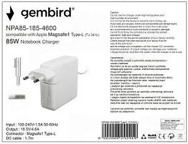 Adapteri i punjači za laptop: Gembird NPA85-185-4600 – punjač za laptop, kompatibilan sa Apple — 14