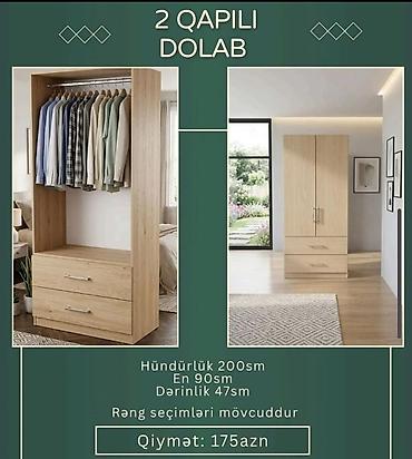 ikinci el skaflar: İki qapılı geyim dolabı - Ölçülər: Hündürlük 200 sm, En 90 sm — 1
