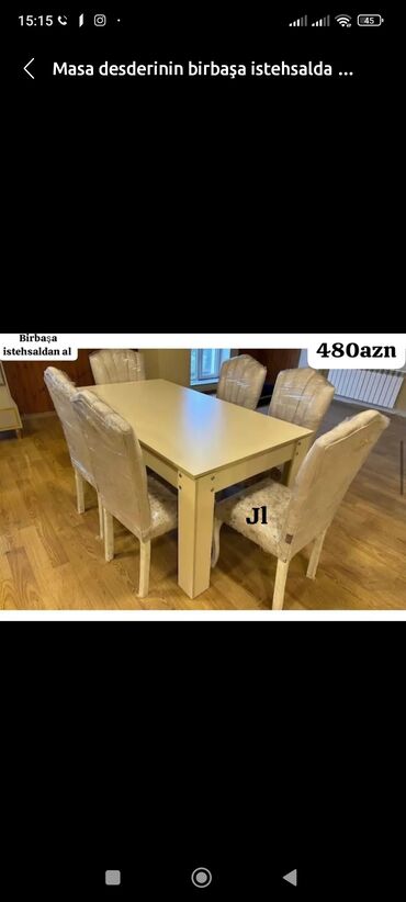 kuxna stol stullari: Для кухни, Для гостиной, Новый, Нераскладной, Прямоугольный стол, 6 стульев