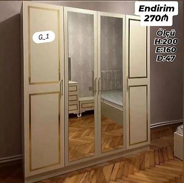 divarda kitab refi: G_1 model paltar dolabı - Dörd qapılı dizayn, ortada iki ədəd tam-boy — 1