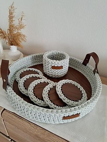 sufre dekoru: Əl işi dairəvi süfrə altlıqları (placemat seti) - Material: qalın — 6