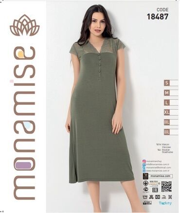 Ночные сорочки: Ночная сорочка, Бамбук, Длинная модель, 2XL, XS, S — 6