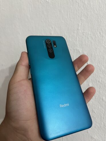 наушник hoco: Redmi, Redmi 9, Б/у, 64 ГБ, цвет - Голубой, 2 SIM