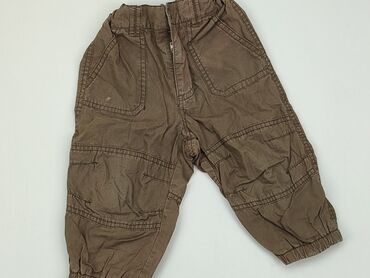 brązowe skórzane spodnie: Niemowlęce spodnie materiałowe, 9-12 m, 74-80 cm, H&M, stan - Zadowalający