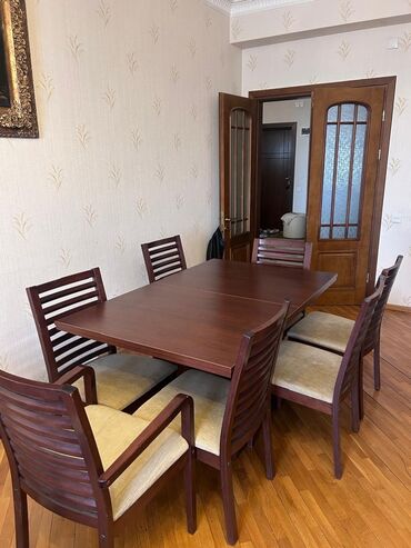 yazi stolu islenmis: Для гостиной, Б/у, Раскладной, Квадратный стол, 6 стульев, Турция