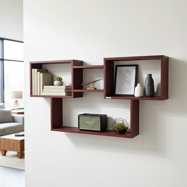 полки для стены: Полка навесная P002B (Винил красный) Большая и стильная настенная