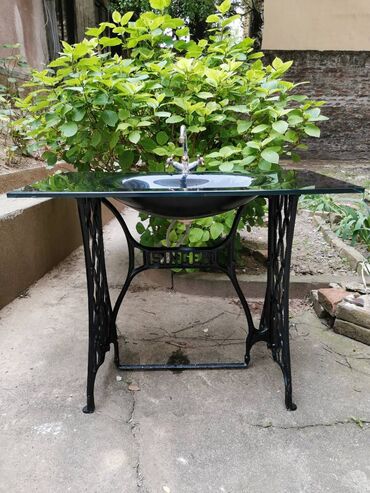 Home & Garden: Stakleni crni umivaonik SINGER visina 73 cm preuzimanje lično