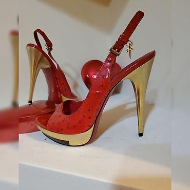 Basanoşka və səndəllər: Ölçü: 38, rəng - Qırmızı, Yeni — 2